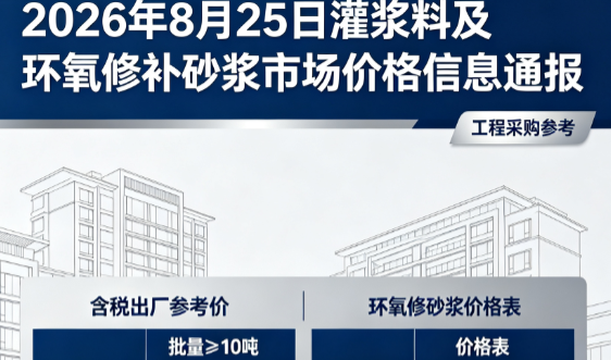 尉氏2026年8月25日灌浆料及环氧修补砂浆市场价格信息通报